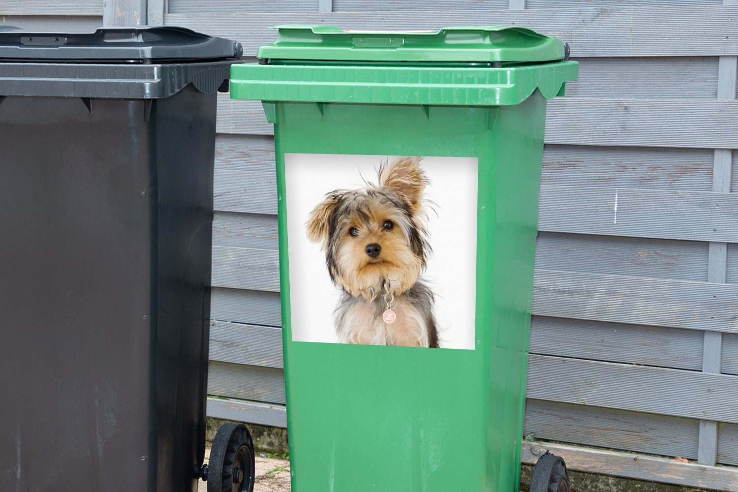 Mülltonne, eines Wandsticker Sticker, Yorkshire-Terriers Mülleimer-aufkleber, (1 Container, MuchoWow Porträt Abfalbehälter St),