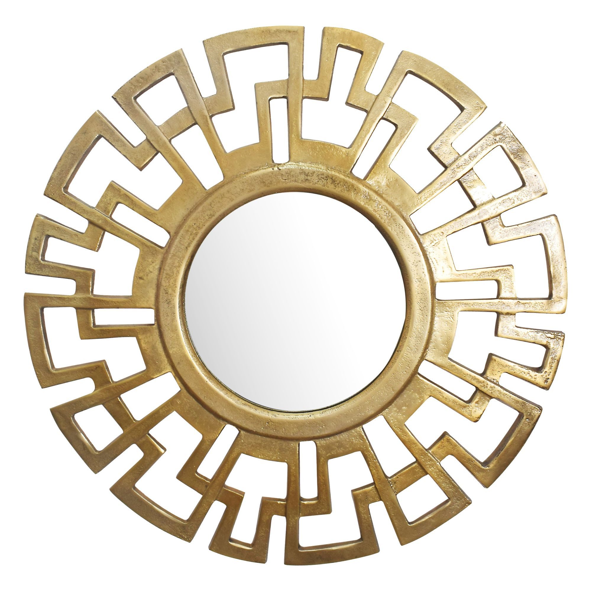 KADIMA DESIGN Spiegel Wandspiegel Art déco 60 cm Metall Design Hängespiegel Gold, Aluminium (Garderobenspiegel Modern), Dekospiegel Rund mit Rahmen, Spiegel Wand Groß, Flurspiegel