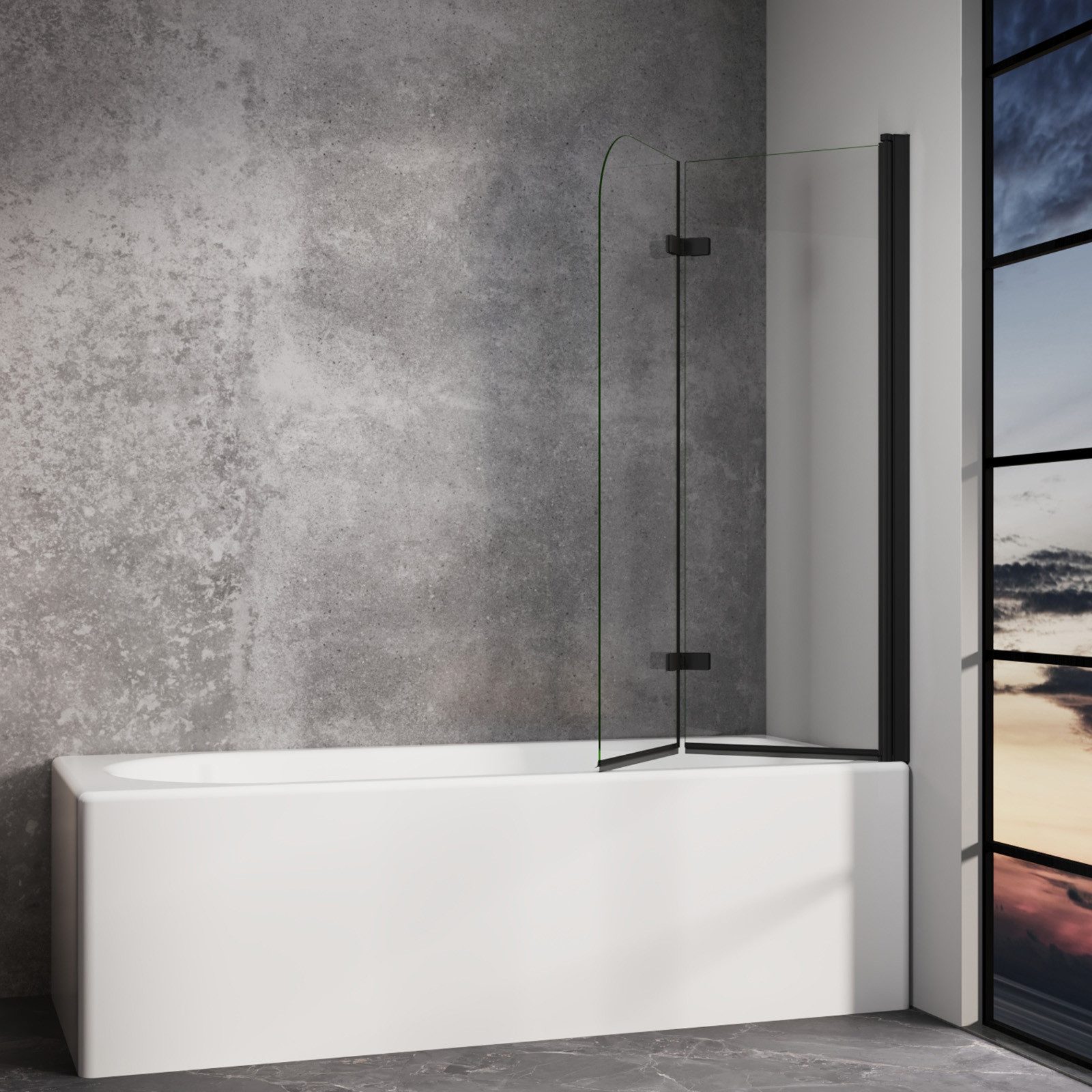 IMPTS Badewannenaufsatz Duschwand für Badewanne Badewannenfaltwand Faltbar 100-140cm, Glas Alu, (Set, 2 tlg), Duschabtrennung für Badewanne