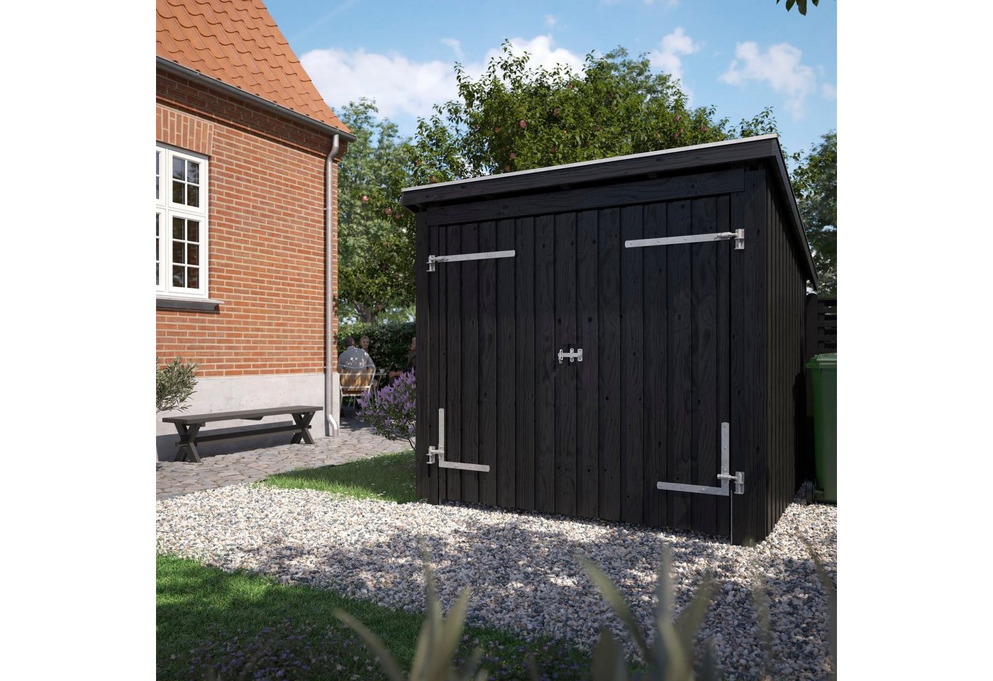 Thumbnail - PLUS Gartenhaus Nordic, BxT: 218x229 cm, (Packung), Fahrradunterstand mit Doppeltür, inkl. Dachpappe/Aluleisten/H-Füße