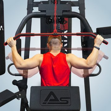 AsVIVA Kraftstation AsVIVA MG6 Pro 50in1 90kg Box- Kampfsport Multi-Gym, 13 Gewichtsblöcke, massive Stahlrohrkonstruktion