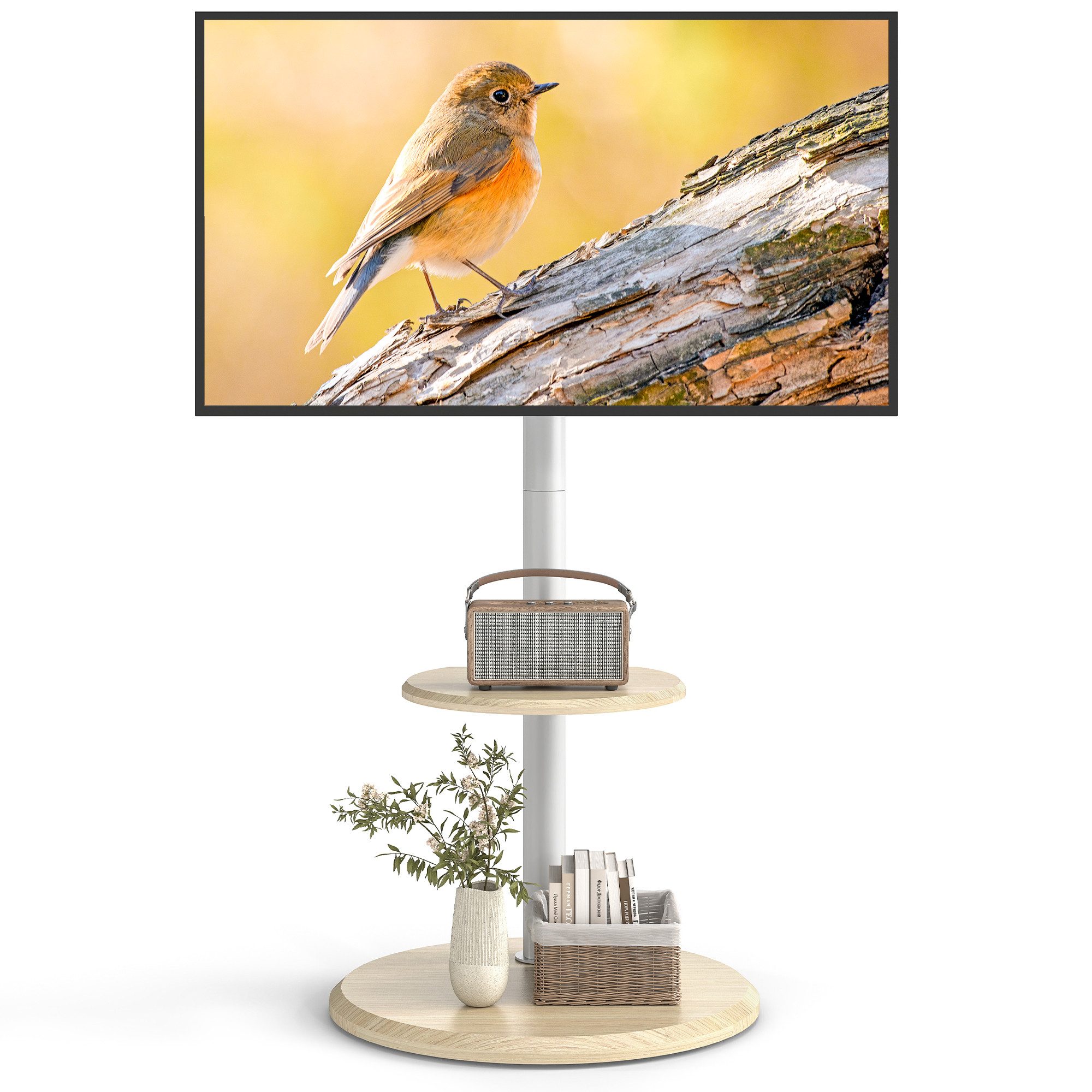Rfiver TV-Ständer mit verdeckten Rollen für 32-65 Zoll Fernseher VESA 400x400 mm 40 kg, (bis 65 Zoll, 1-tlg., neigbar & höhenverstellbar)