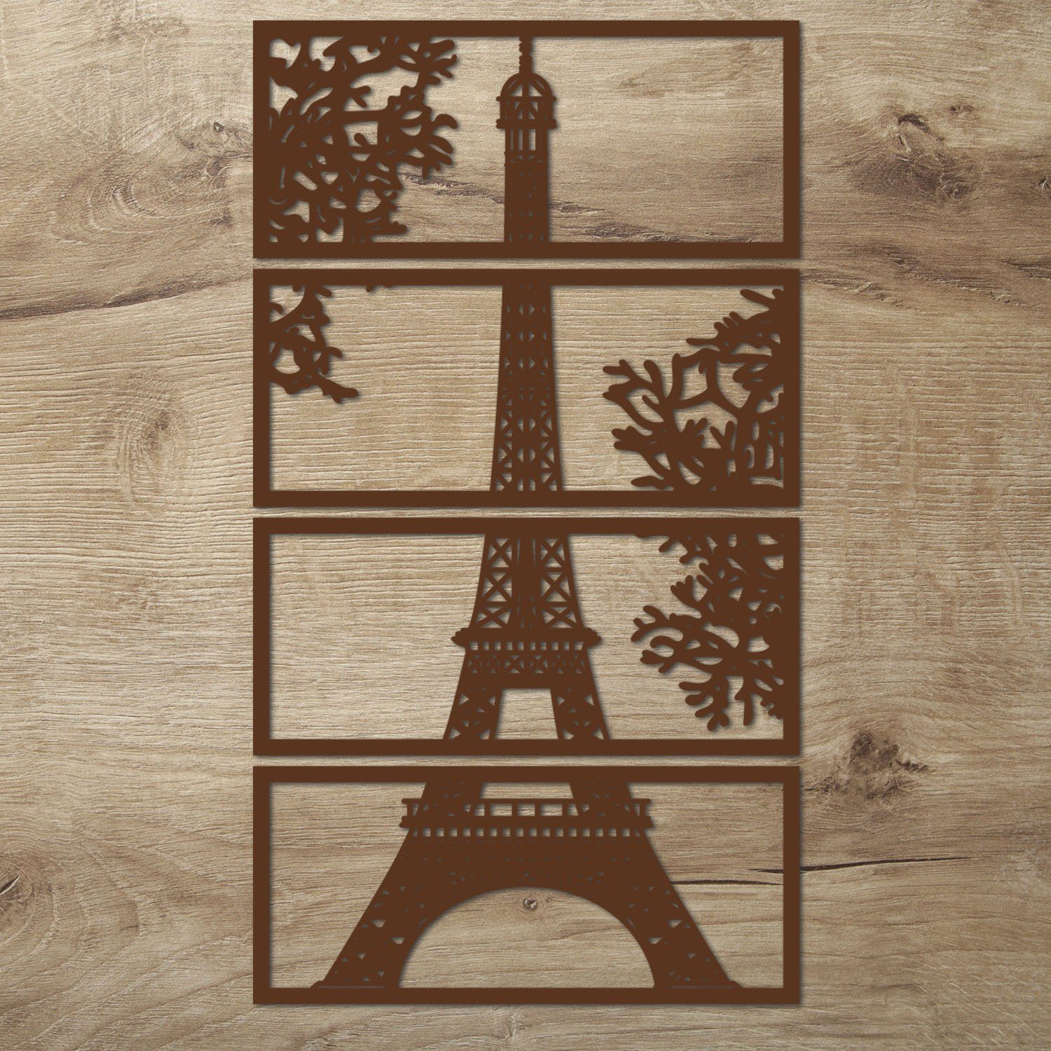 Eiffelturm Wanddeko Wanddekoobjekt Holz XXL Wandbild Braun Namofactur