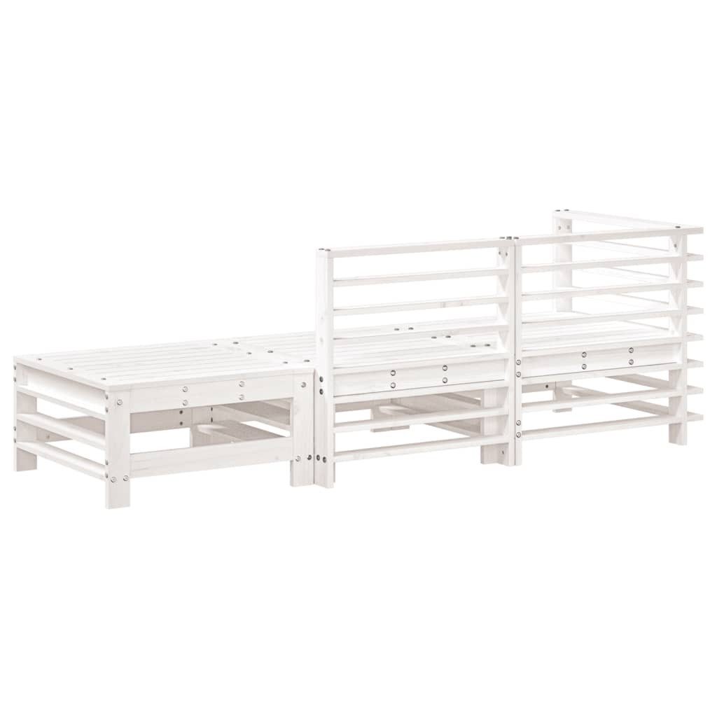 vidaXL Sofaelement 3-tlg. Garten-Lounge-Set Weiß Massivholz günstig online kaufen