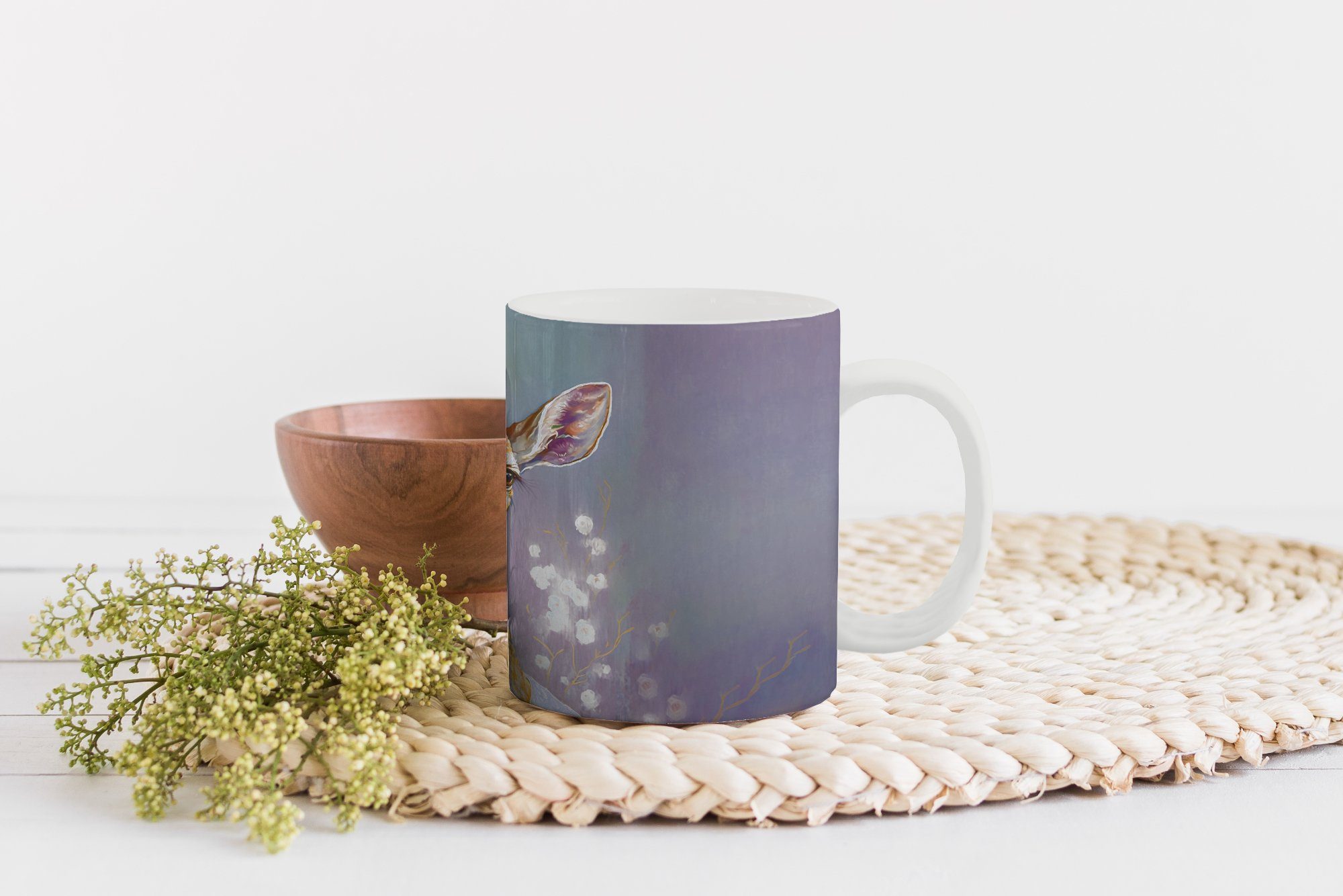 MuchoWow Tasse Hirsche Porträt Keramik, Becher, Geschenk Teetasse, - Kaffeetassen, - Gemälde - Tiere, - Blumen Teetasse