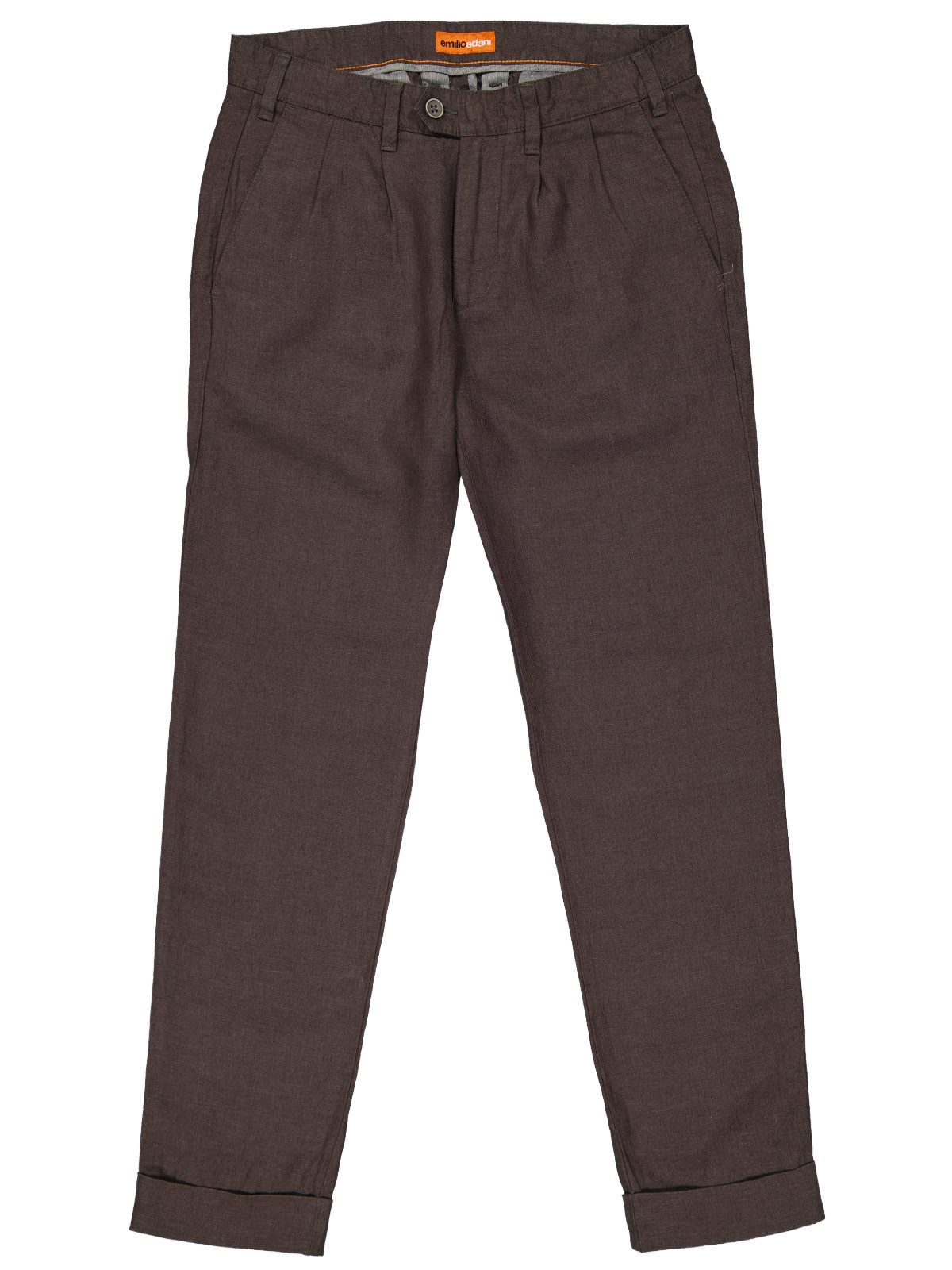 Chinohose Herren Chino aus 100% Leinen, Dunkelbraun