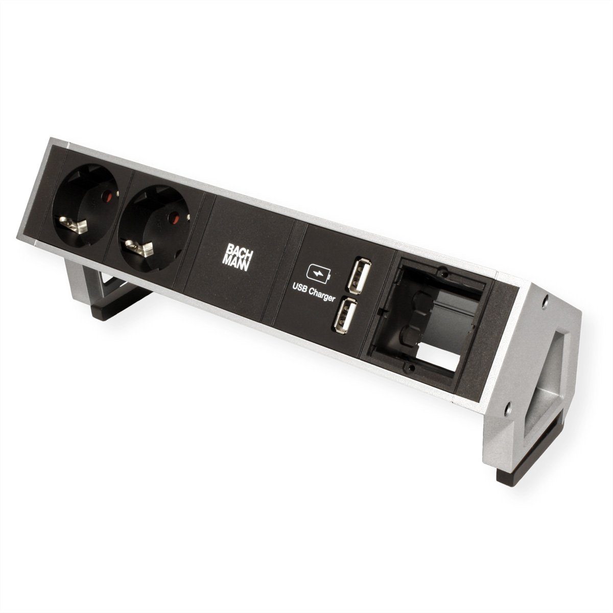 ABD, Steckdosenleiste Bachmann Schutzkontakt m) 1x GST18 2x USB-Charger Inox 0.2 1x DESK2 (Kabellänge