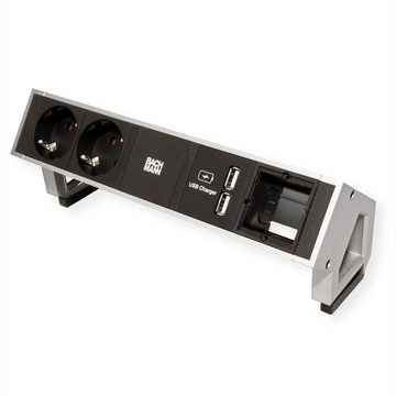 Bachmann DESK2 2x Schutzkontakt 1x USB-Charger 1x ABD, GST18 Inox Steckdosenleiste (Kabellänge 0.2 m)