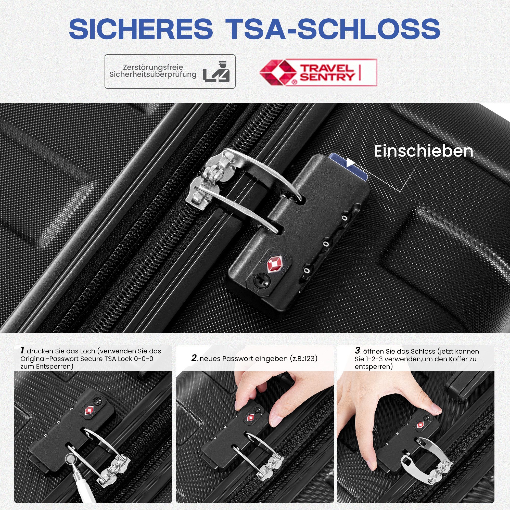 ChaCool Hartschalen-Trolley Hartschalen-Trolley Premium Reisekoffer Rollbar günstig online kaufen