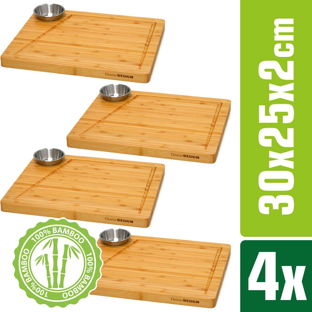 Baki Bambus Schneidebrett 4er-Set Mit Praktischem Gestell – Schick & Nachhaltig