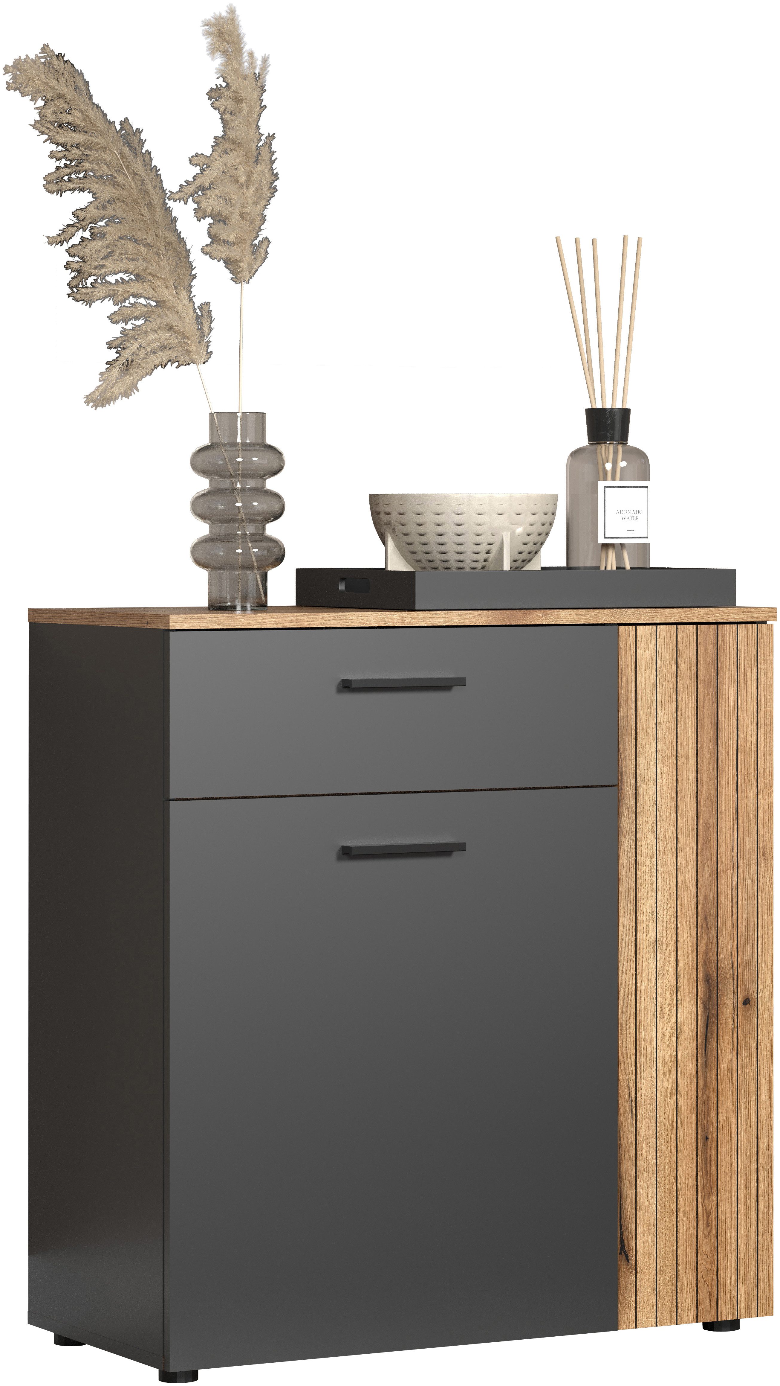 Home affaire Kommode Estepona (1 St), Aufbewahrungsschrank für viele Räume - (B/T/H) 80/38/86 cm