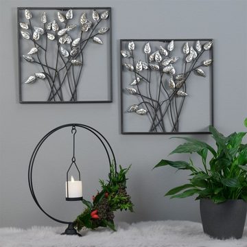 CREEDWOOD Wanddekoobjekt WAND DEKO BLÄTTER, Metall, silber, 30x30cm, Wandbild, Wandschmuck