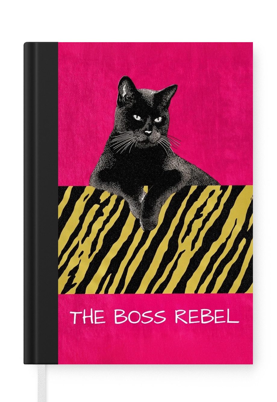 MuchoWow Notizbuch Katze - Boss - Rosa - Tigerdruck, Notebook, Notizblock a5, Tagebuch, Journal Liniert