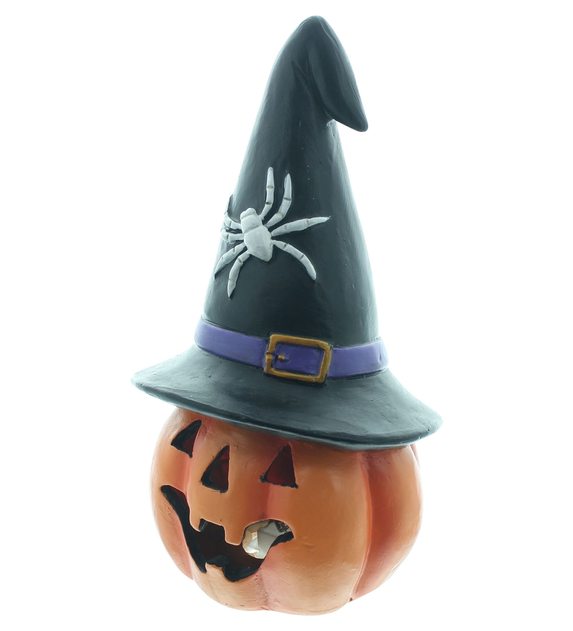 Dekoleidenschaft LED-Dekofigur Halloween Windlicht "Hexenhut" Deko Kürbis, Halloweendeko Beleuchtung, Leuchtdeko für Innen