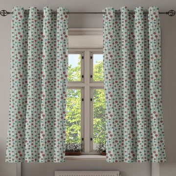 Gardine Dekorative 2-Panel-Fenstervorhänge für Schlafzimmer Wohnzimmer, Abakuhaus, Geometrisch Dünne Linien mit Punkten