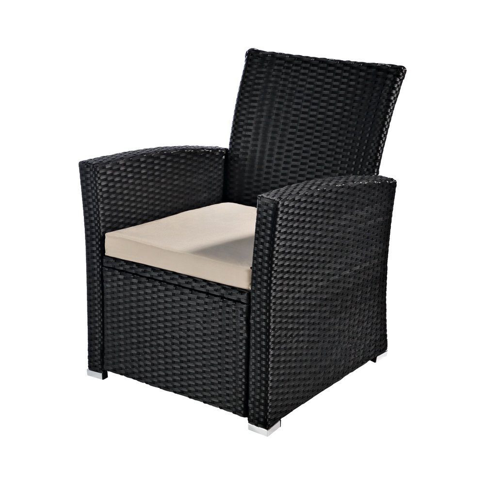 Melko Gartensessel Rattansessel Sessel Schwarz Rattan Gartenmöbel Gartenses günstig online kaufen