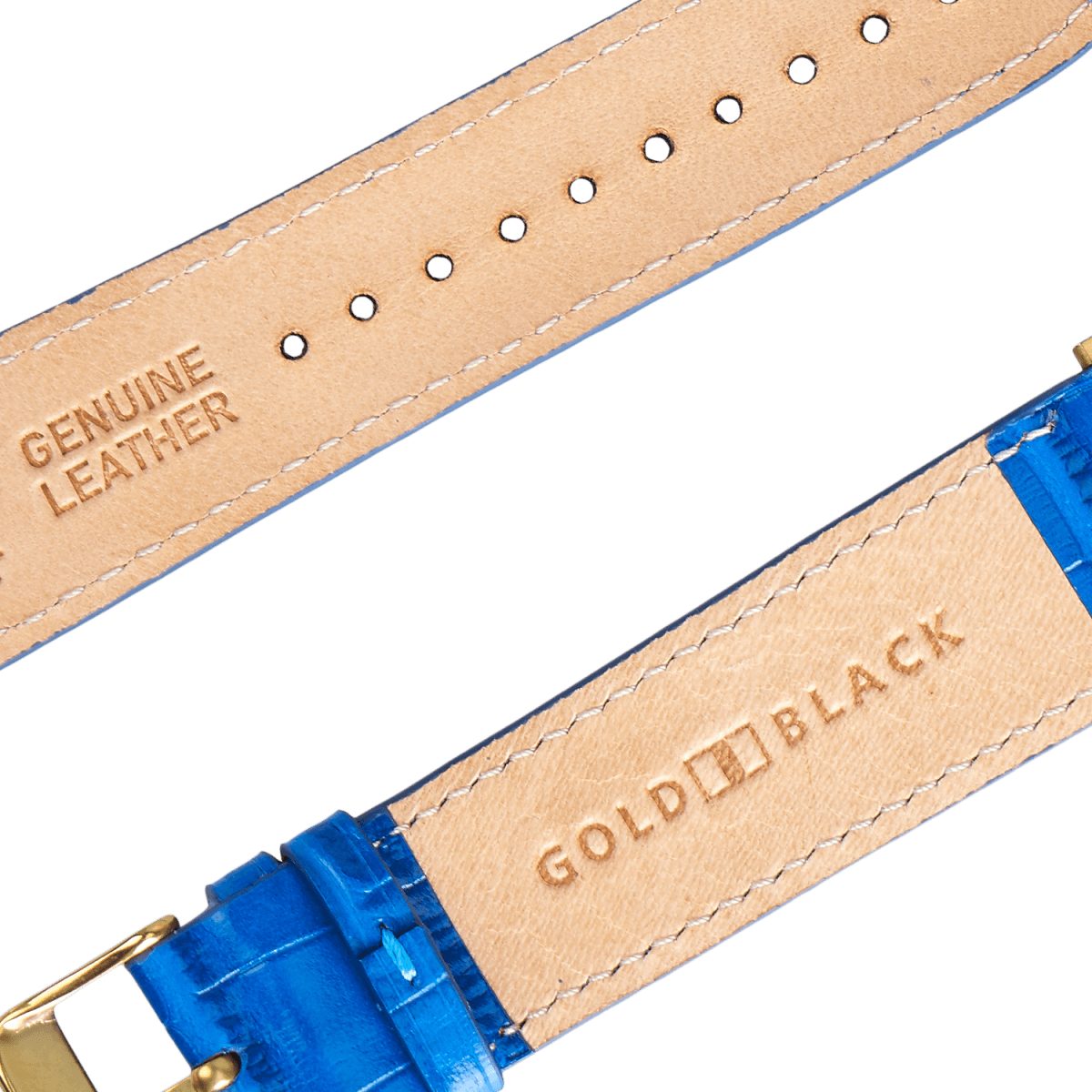 GOLDBLACK Smartwatch-Armband GOLDBLACK Apple Watch Armband KROKO-PRÄGUNG blau (Adapter gold)