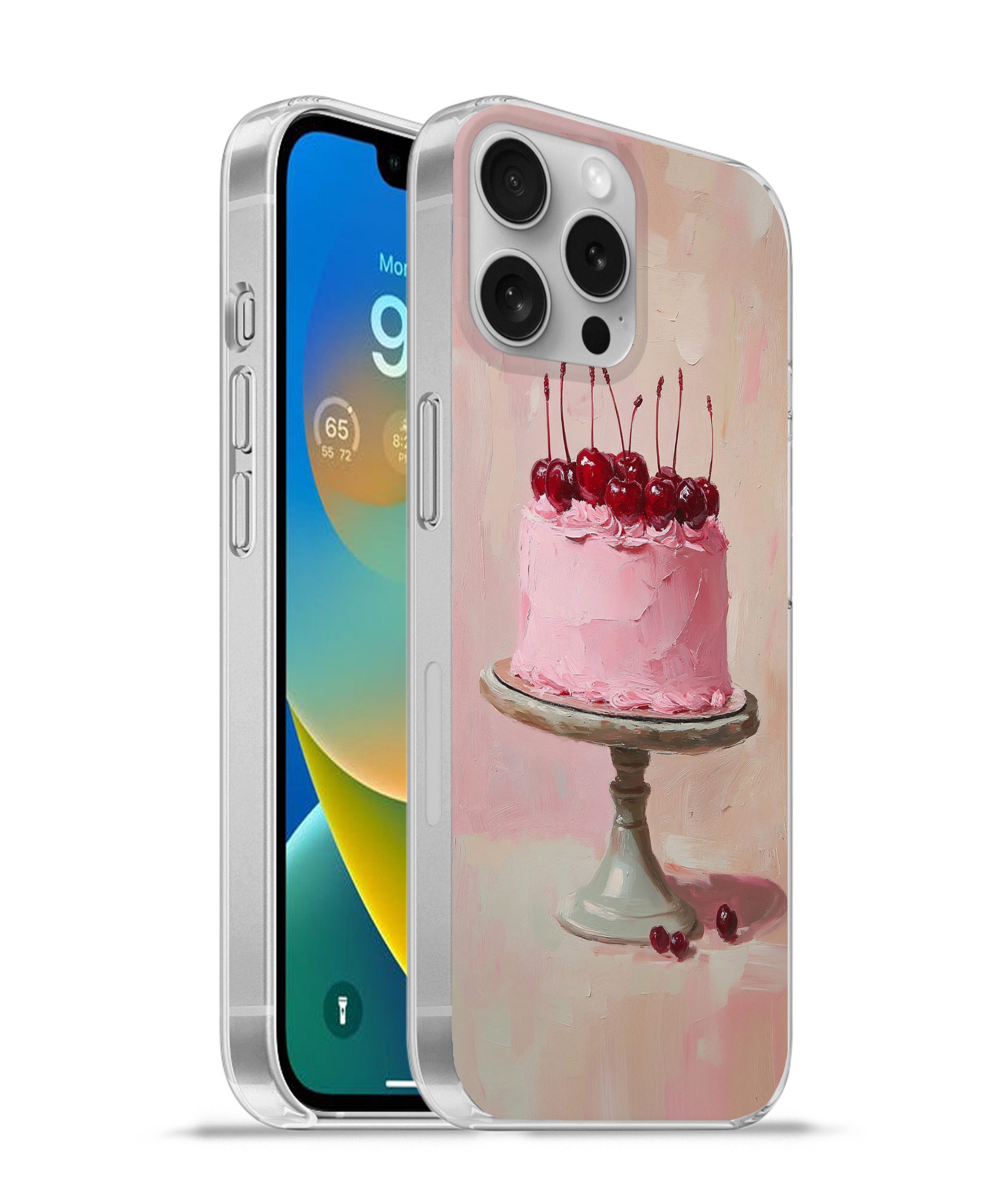 MuchoWow Handyhülle für Apple iPhone 16 Pro Max Torte - Rosa - Kirsche, Smartphone-Bumper, Print, Handy Schutzhülle Dünn
