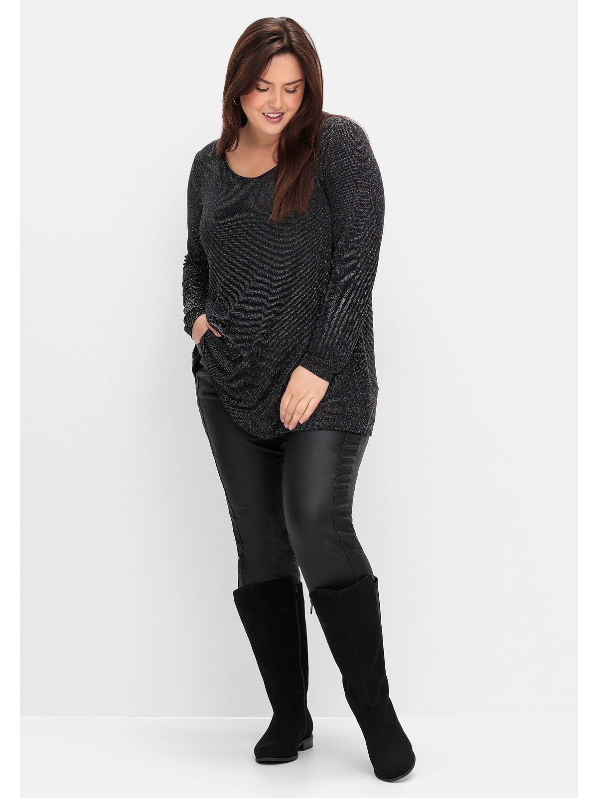 Sheego Longshirt Große Größen mit Glitzereffekt, in A-Linie