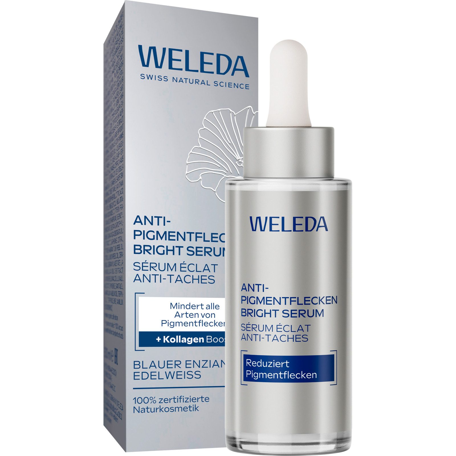 WELEDA Gesichtsserum ANTI-PIGMENTFLECKEN BRIGHT SERUM, weniger Pigmentflecken, mehr Kollagen