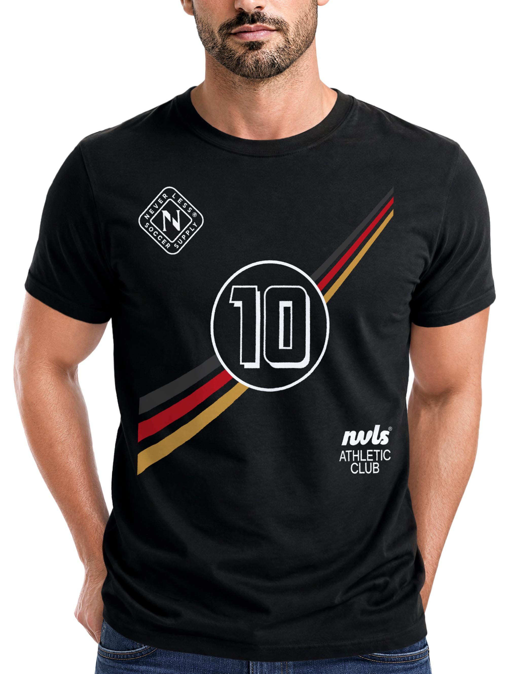 Neverless Print-Shirt Herren T-Shirt Frontprint - Fussball Design German Trikot - mit Print