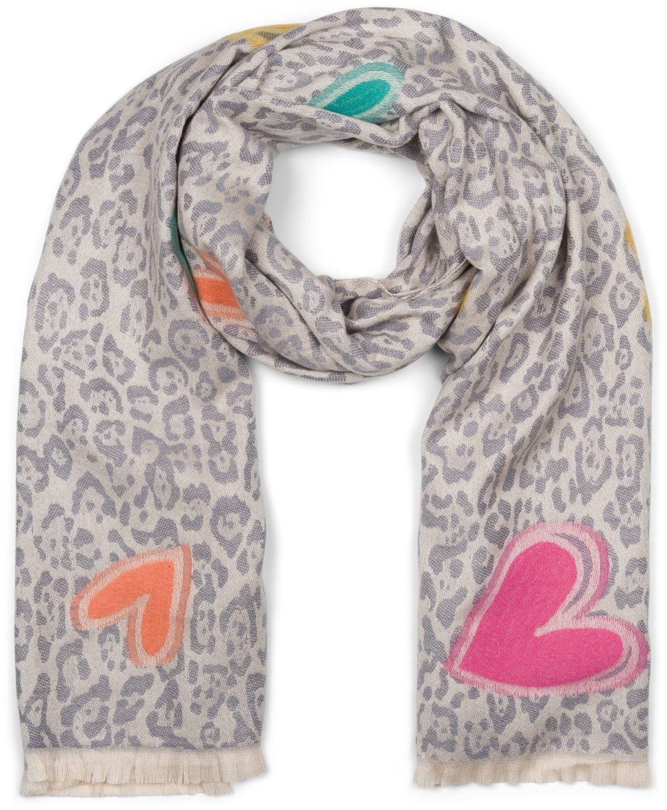 styleBREAKER XXL-Schal Schal mit Leoparden Herz Muster, (1-St) günstig online kaufen