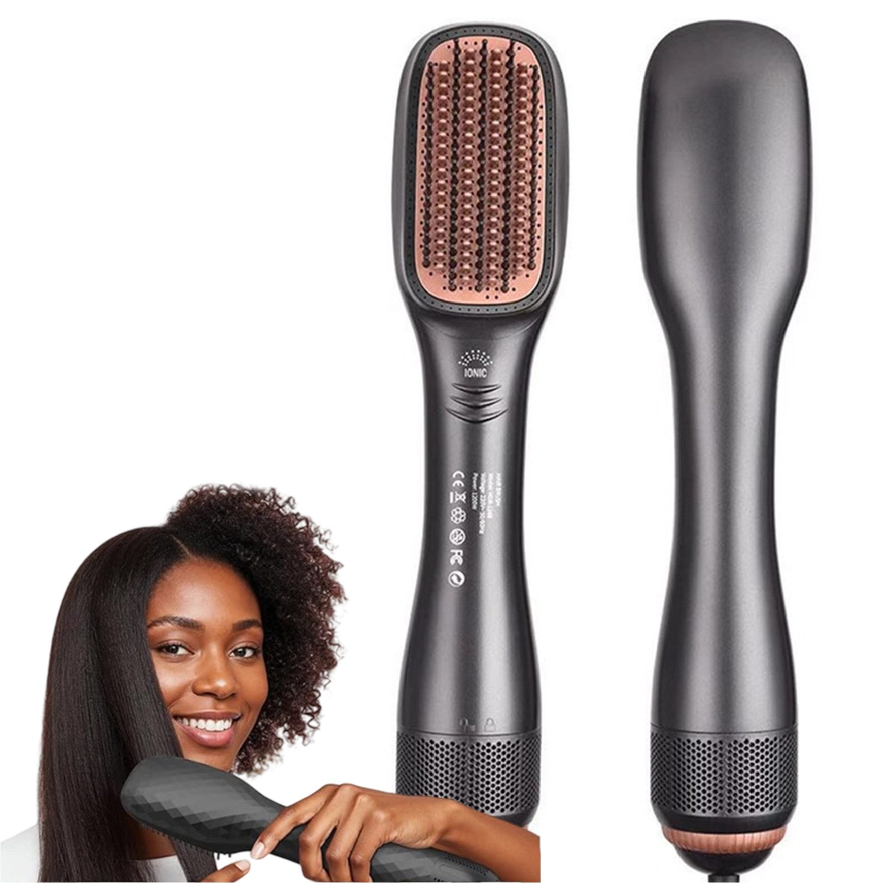 Senmudi Haarglättbürste 3-in-1 Warmluftbürste & Glättbürste, 3 Temperatureinstellungen, Ionen-Technologie, Föhnbürste zum Trocknen, Glätten und Volumen