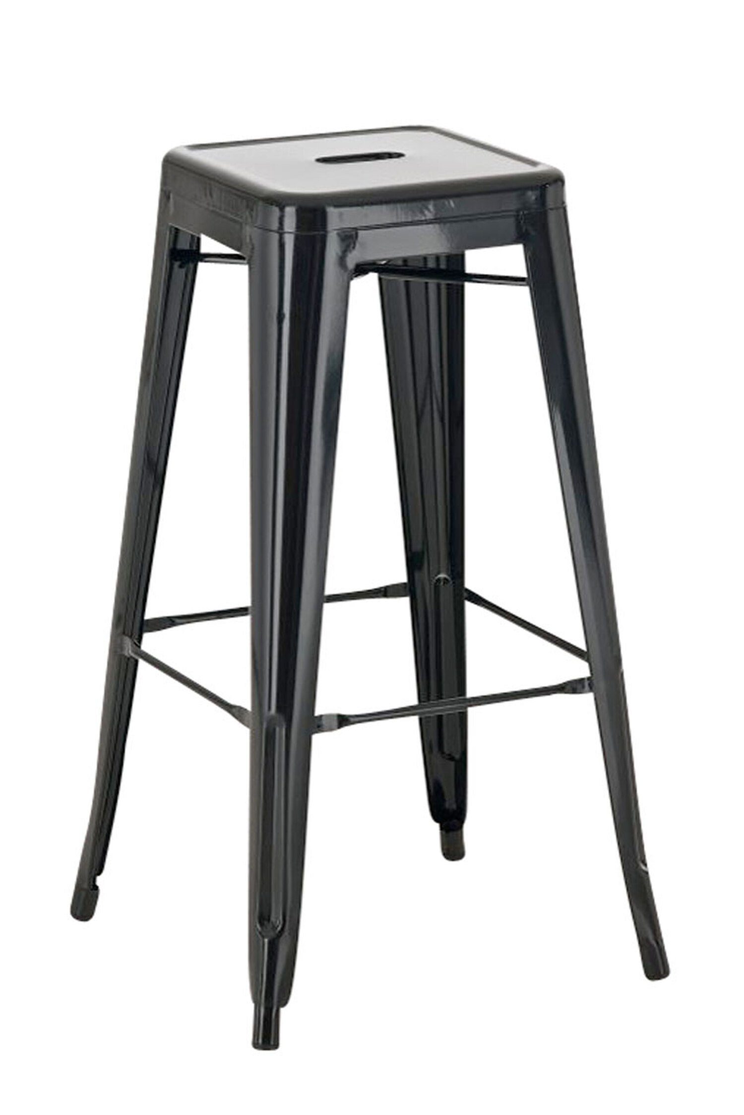 TPFLiving Barhocker Joshua Gestell Küche), Schwarz Sitzfläche: (mit Fußstütze Theke Schwarz - Hocker - angenehmer Metall & Metall für