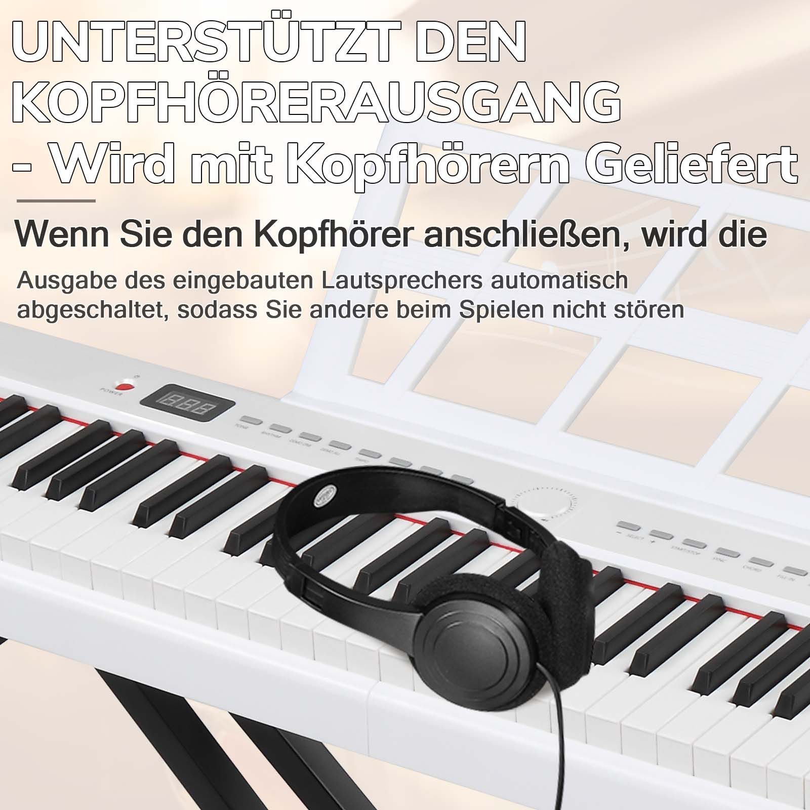 LALAHO Digitalpiano E Piano 88 Tasten, Keyboard für Kinder und Erwachsene, Dual-Bluetooth, mit/ohne Ständer, für Kinder und Erwachsene – Bild 4 von 5