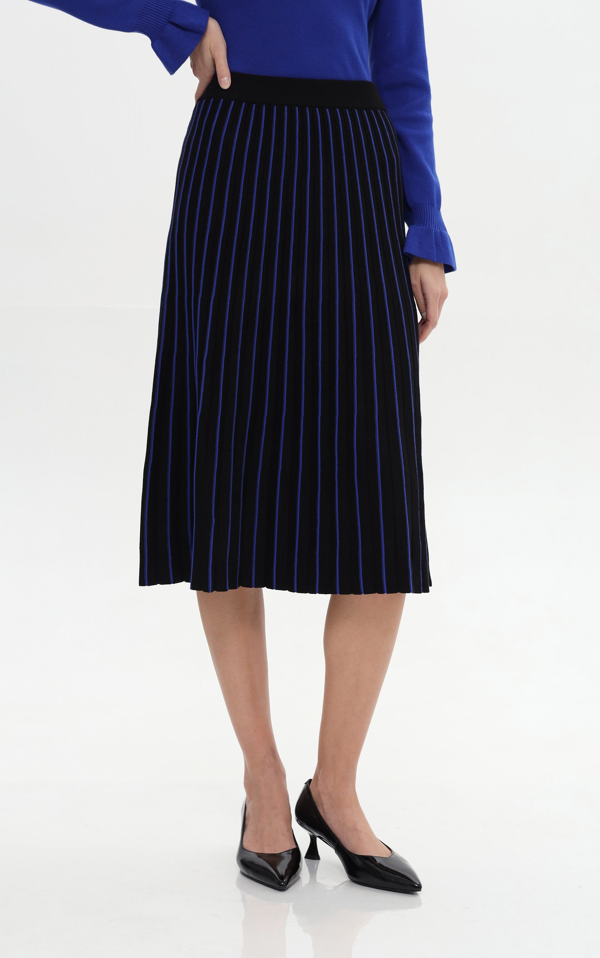 Passioni Faltenrock Midi Plisseerock Strickrock günstig online kaufen