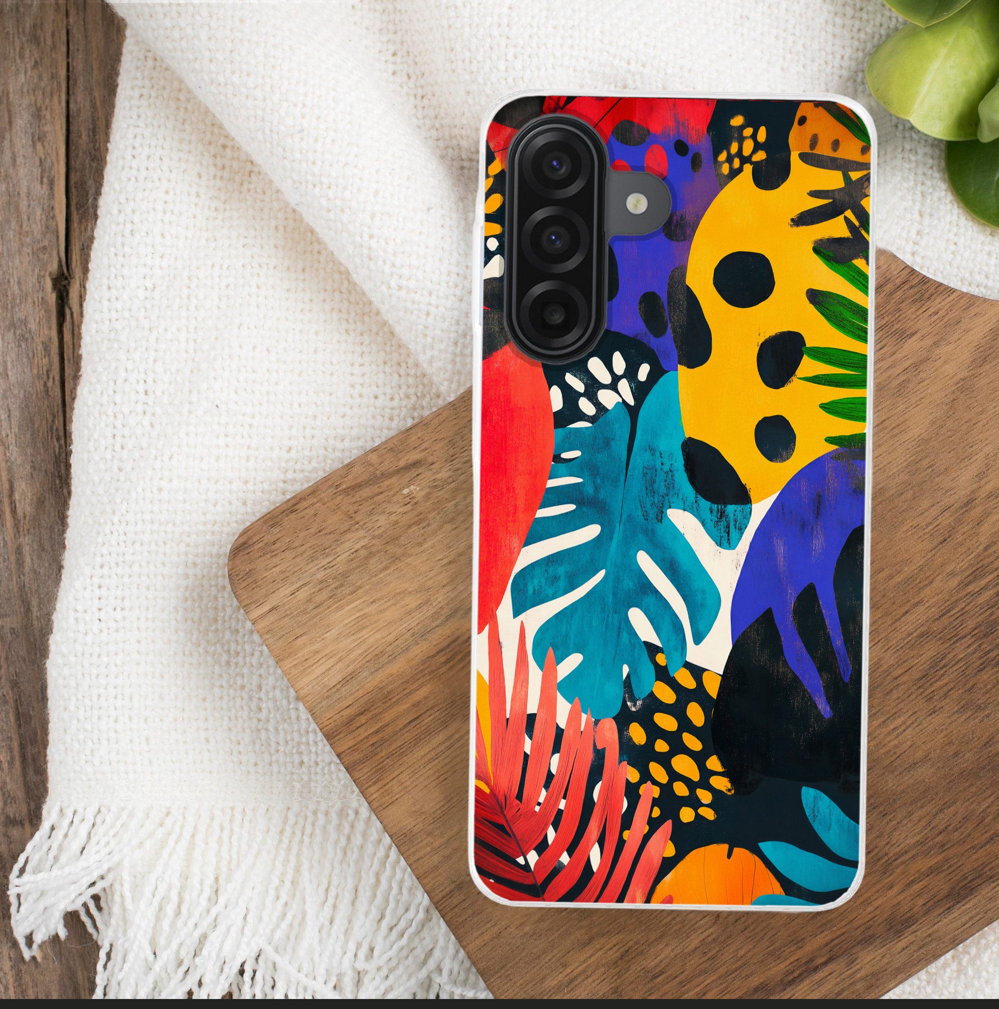 MuchoWow Handyhülle für Samsung Galaxy A17 Blätter - Formen - Abstrakt - Farbenfroh, Smartphone-Bumper, Print, Handy Schutzhülle Dünn