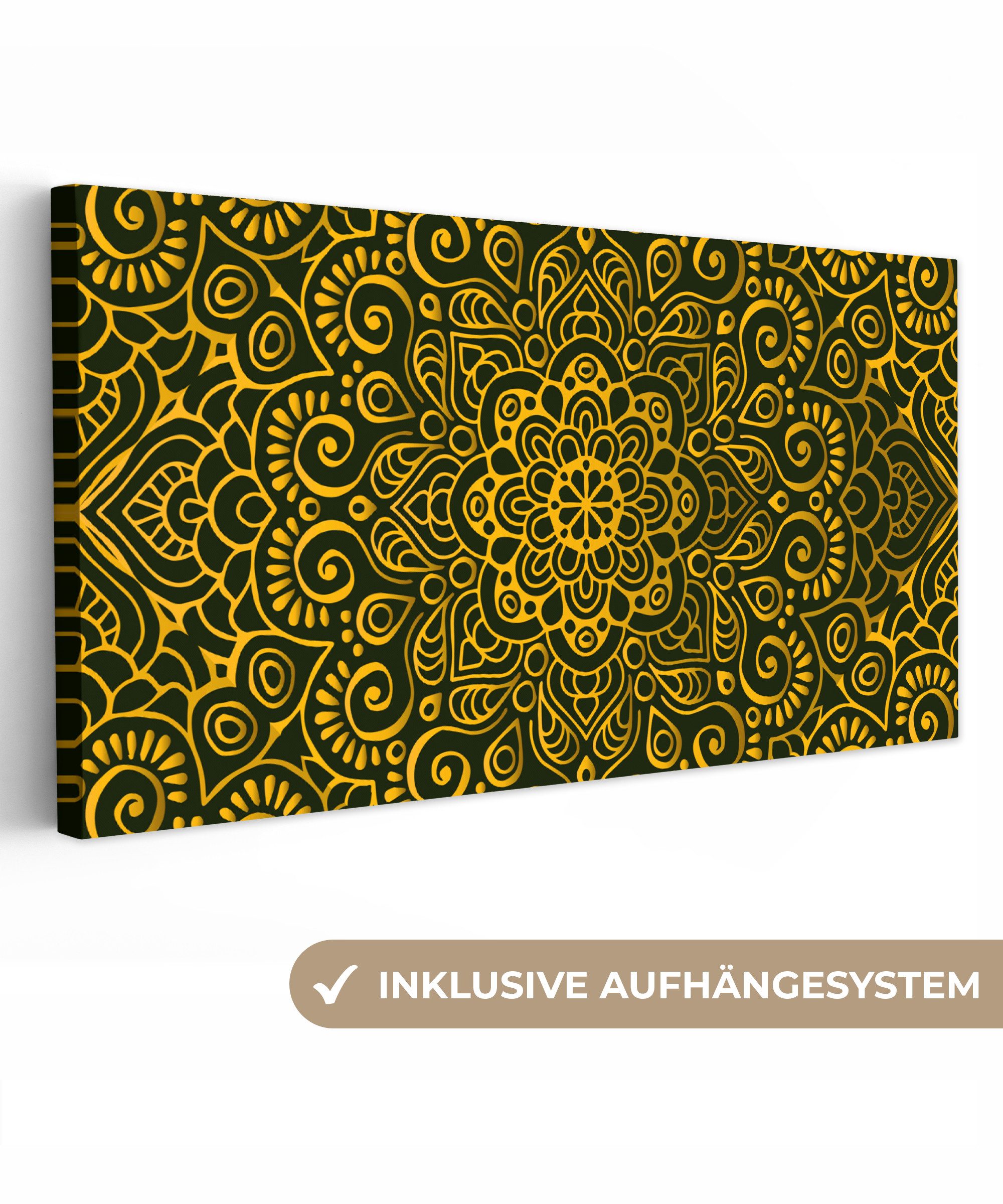 OneMillionCanvasses® Leinwandbild Panorama Mandala indisches Muster, günstig online kaufen