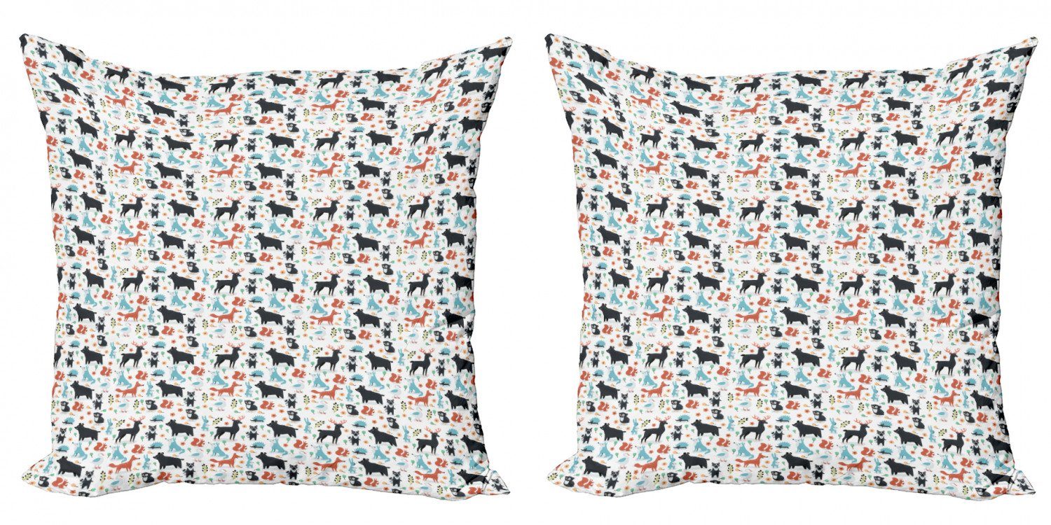 Kissenbezüge Modern Accent Doppelseitiger Stück), (2 Fox Abakuhaus Bär Owl Digitaldruck, Cartoon-Tier Kaninchen