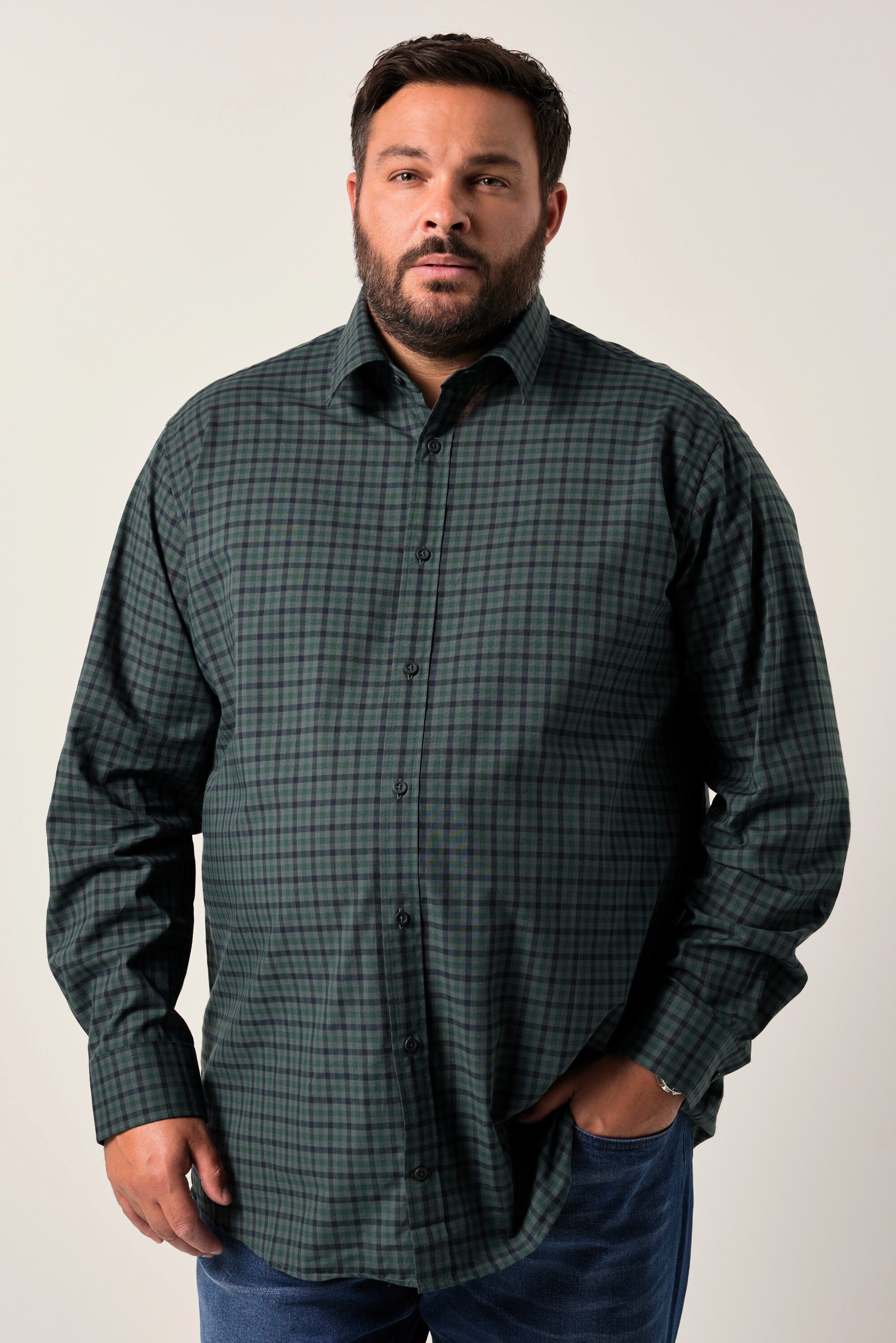 Men Plus Businesshemd Men+ Karohemd Langarm Kentkragen Comfort Fit günstig online kaufen