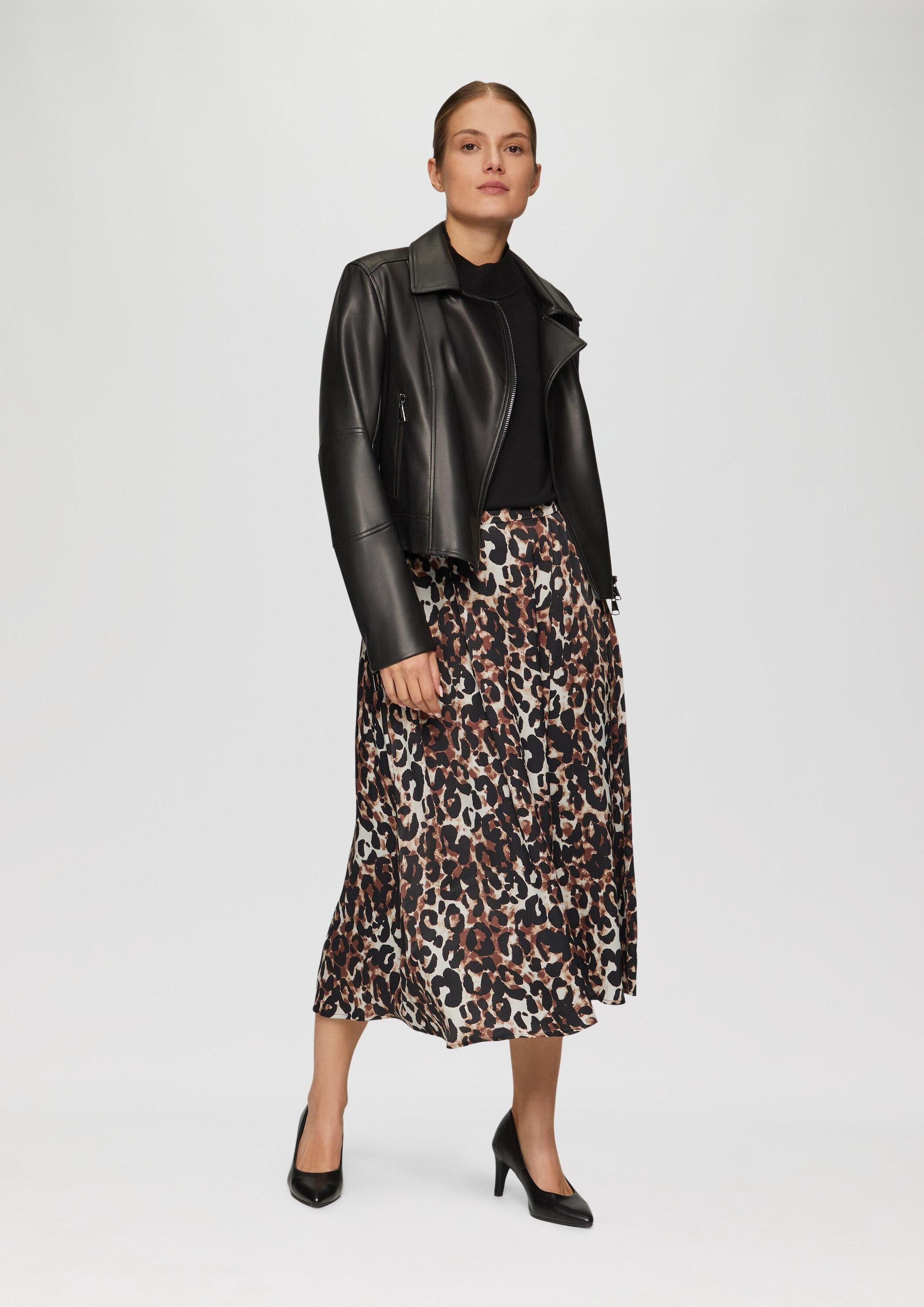 s.Oliver Maxirock Rock Midi-Rock mit Leo-Print und seitlichen Eingrifftaschen