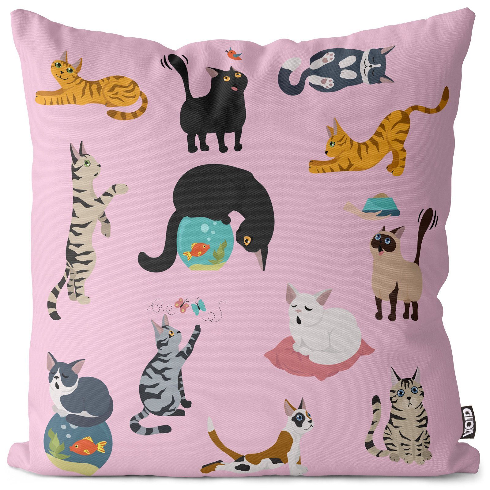 Kissenbezug, VOID (1 Stück), Sofa-Kissen Katzenbande rosa Kissenbezug Katze Kätzchen Tier Haustier Kartäuser Scottish gr