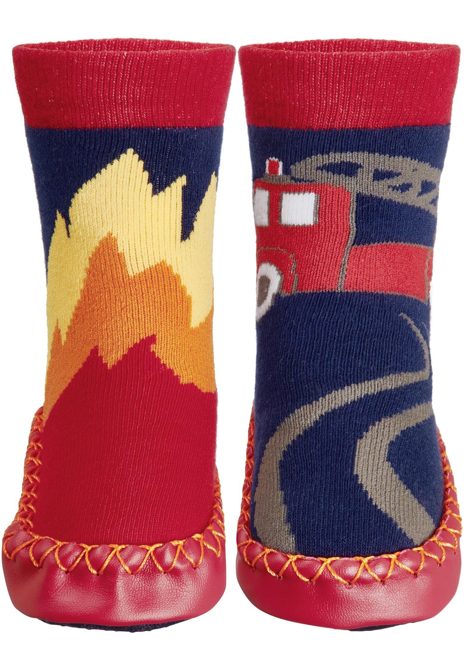 Playshoes Hüttenschuh Feuerwehr Hausschuh