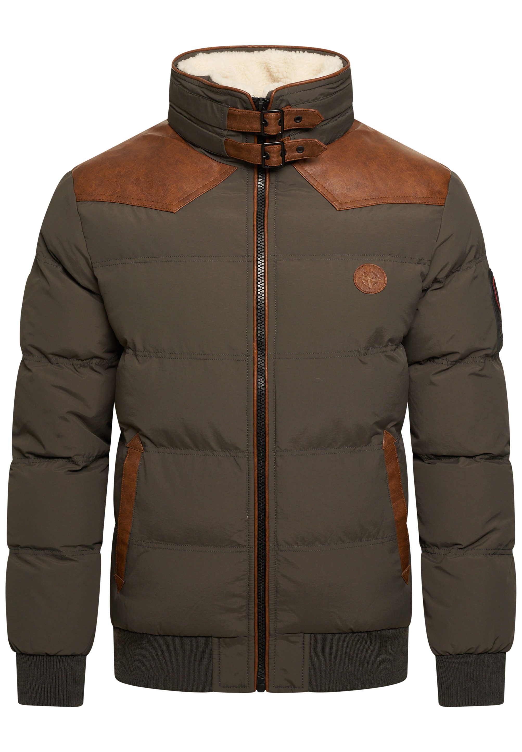 OneRedox Winterjacke ORVARDO Herren warme Pufferjacke mit Kunstfellkragen S günstig online kaufen