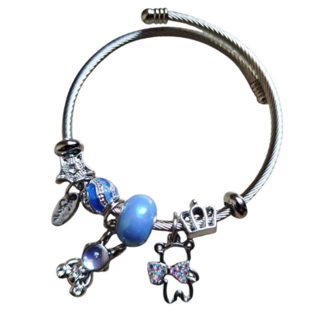 Armband Charms- Armband Kugeln und Kristalle Anhänger aus Edelstahl Damen