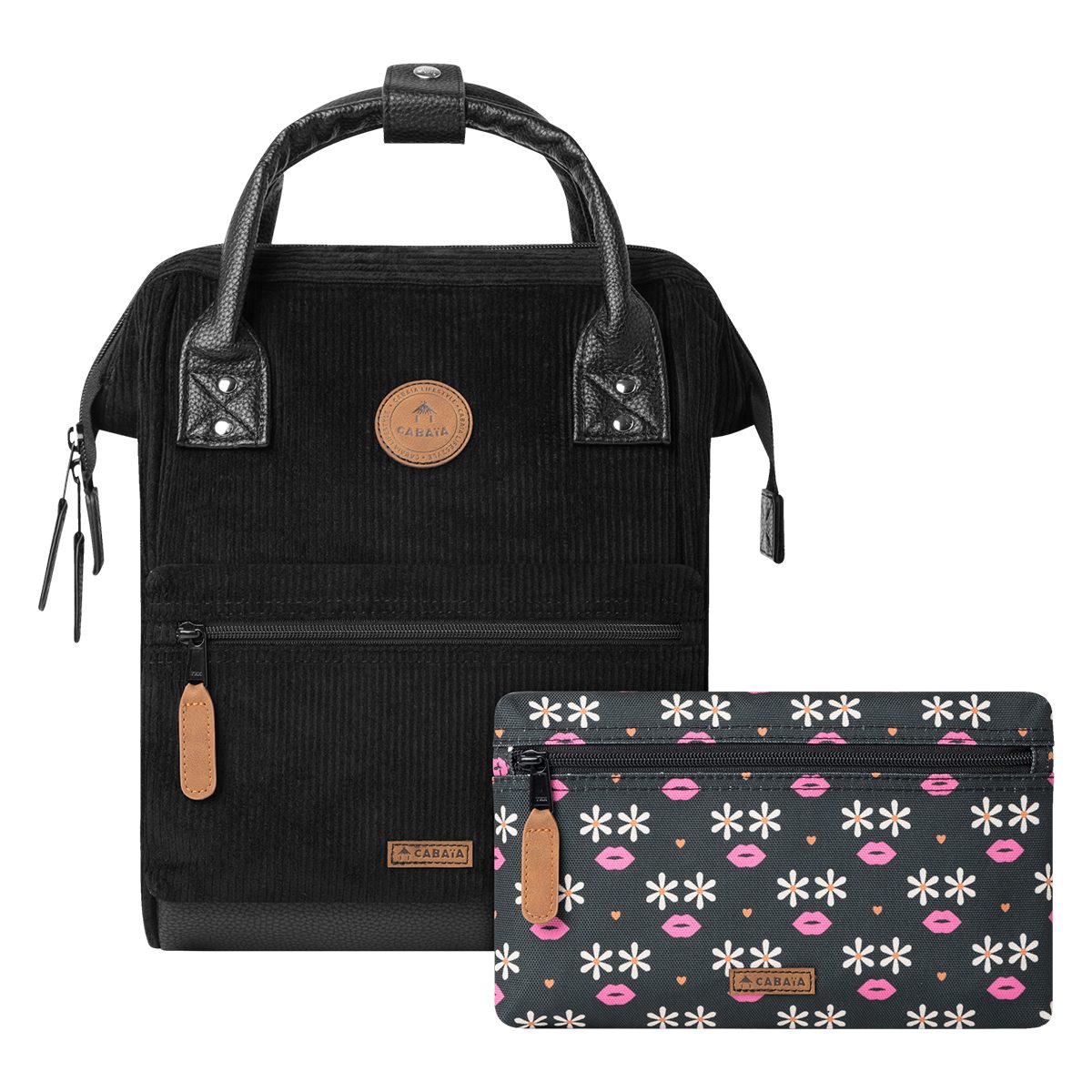 CABAIA Rucksack Brighton (Set, 3-tlg., inkl. 2 auswechselbaren Vordertaschen), Tagesrucksack mit austauschbaren Vordertaschen