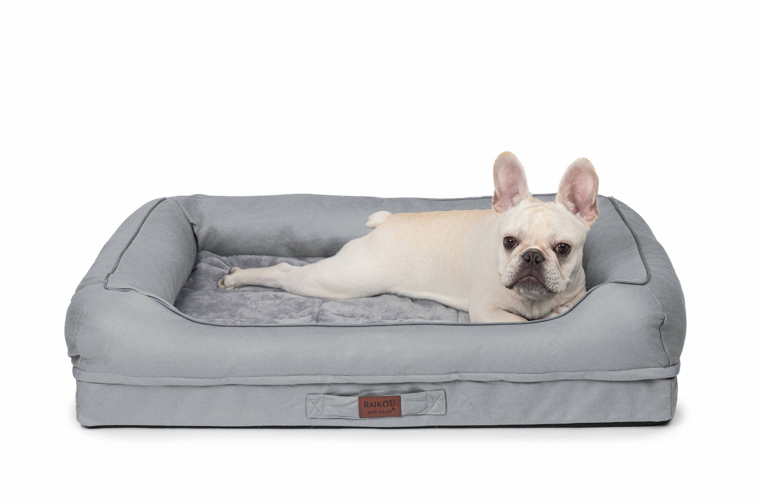 RAIKOU Hundematte Hundebett mit Abnehmbarem Kissen, Schlafplatz Hundesofa Tierbedarf, 100% Polyester, gepolstertes waschbares, mit Hundekissen