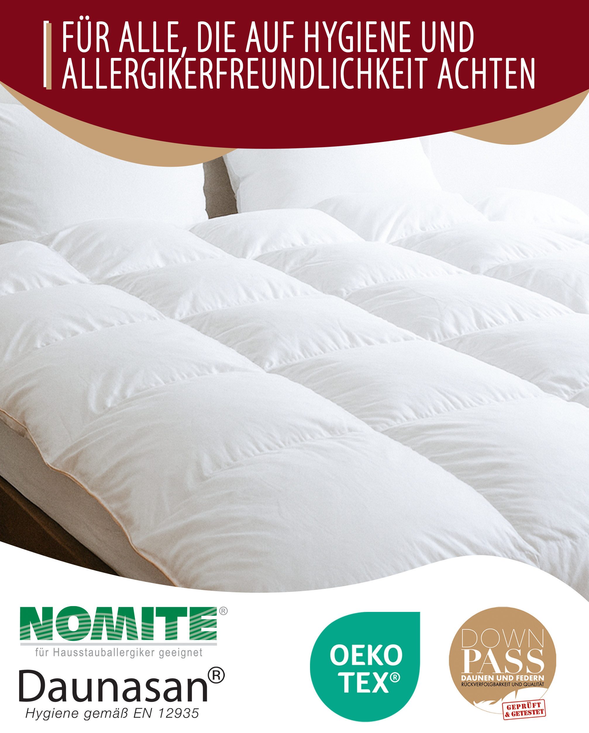EVAN BROWNS Federbettdecke Bettdecke mit 90% Federn und 10% Daunen - Feder Bettdecke, Füllung: 90% Federn und 10% Daunen