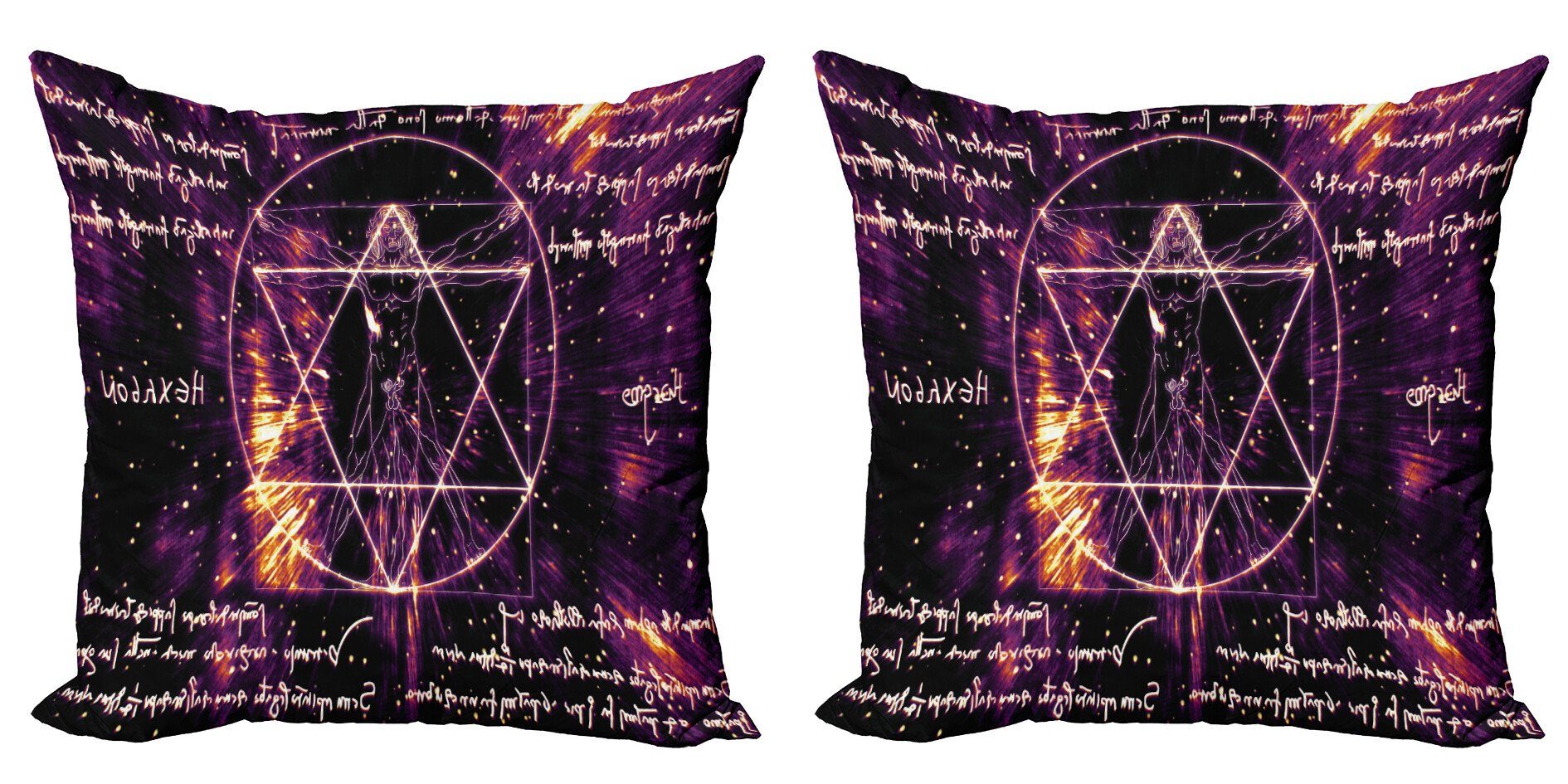 Kissenbezüge Modern Accent Doppelseitiger Abakuhaus Digitaldruck, (2 Vitruvian Stück), Heilig Man Occult