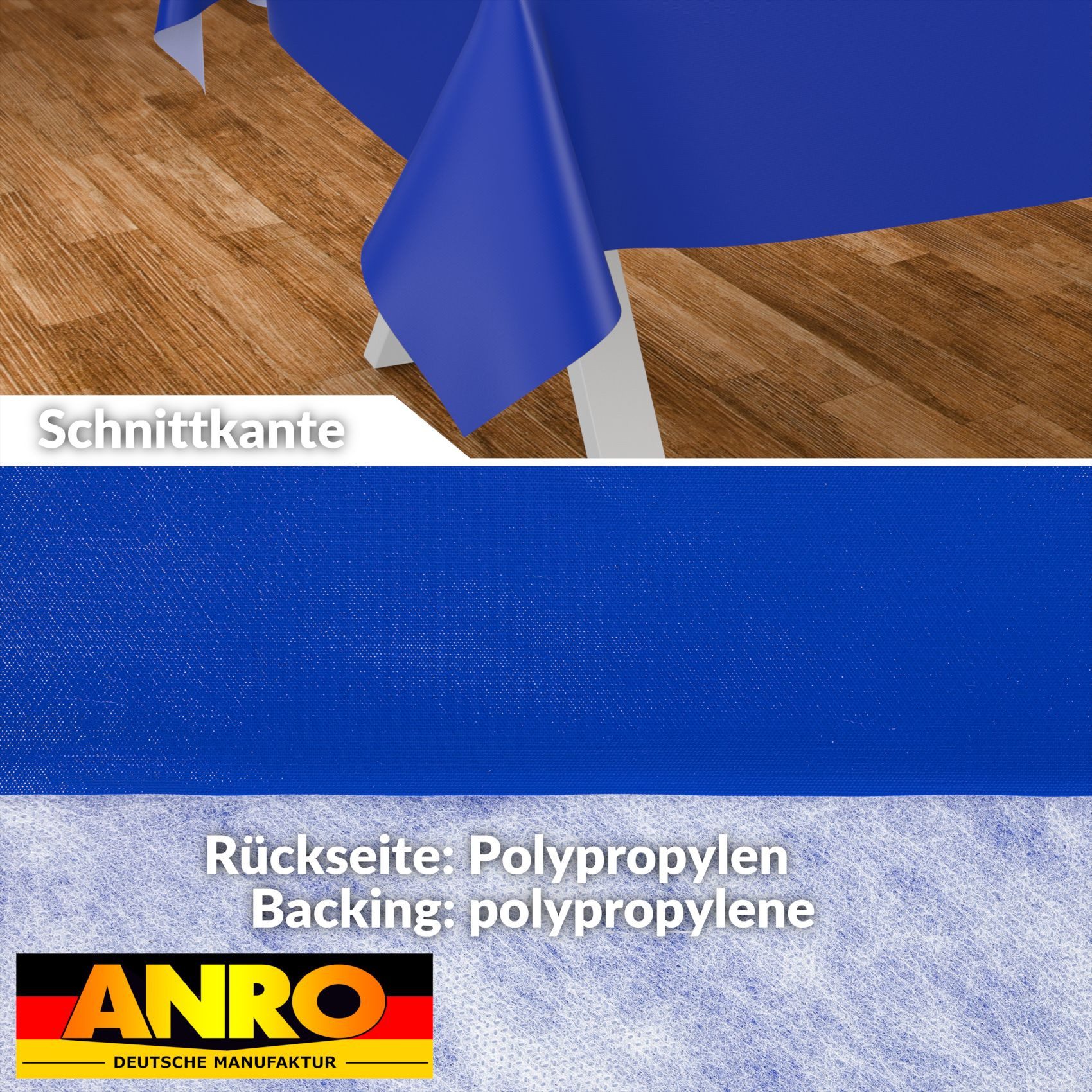ANRO Tischdecke Wachstuchtischdecke abwaschbar UNI auch als Gartentischdecke (Einzelstück 1-tlg), wasserabweisend pflegeleicht Textil-Optik Blau 100x140cm