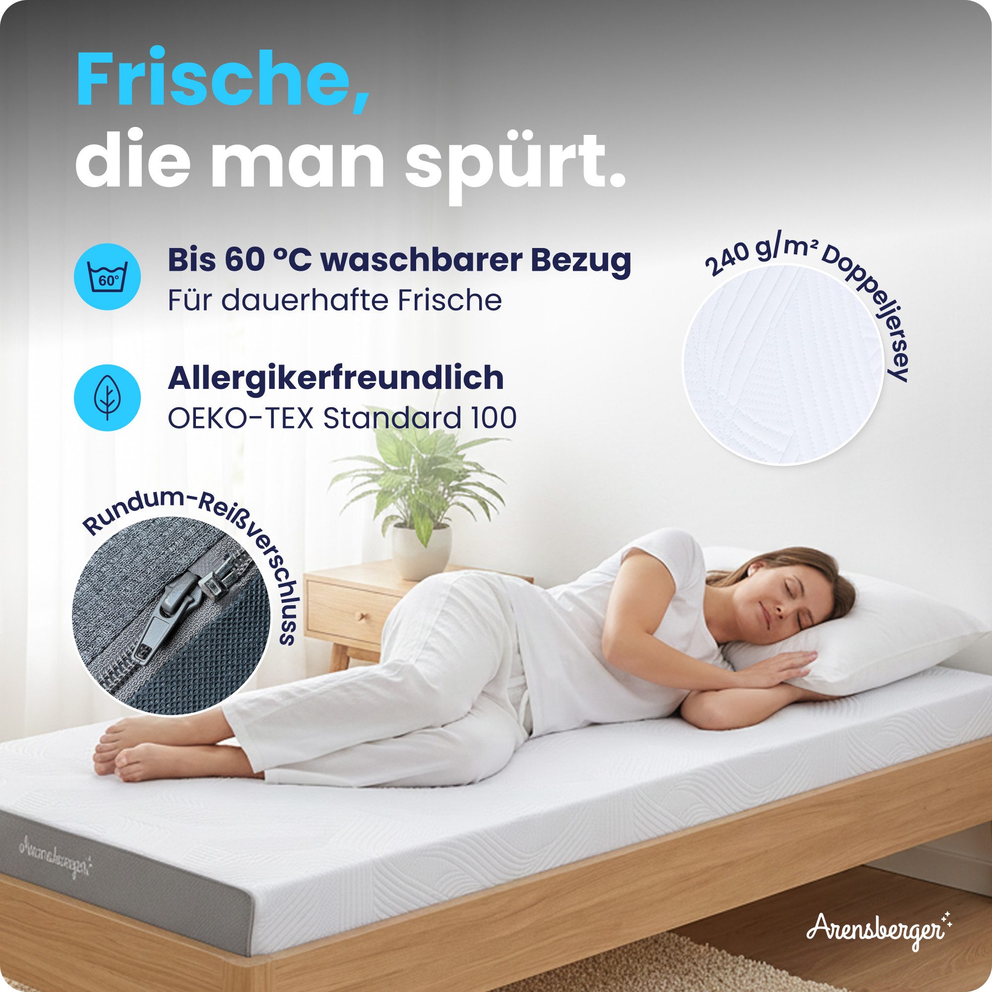 Kaltschaummatratze LINA Matratze, H3, NANOCELL Gelschaum, 11 cm hoch, atmungsaktiv, Arensberger, 11 cm hoch, (120 x 200 cm, 120x200cm), Rollmatratze, Bezug wasc – Bild 4 von 5