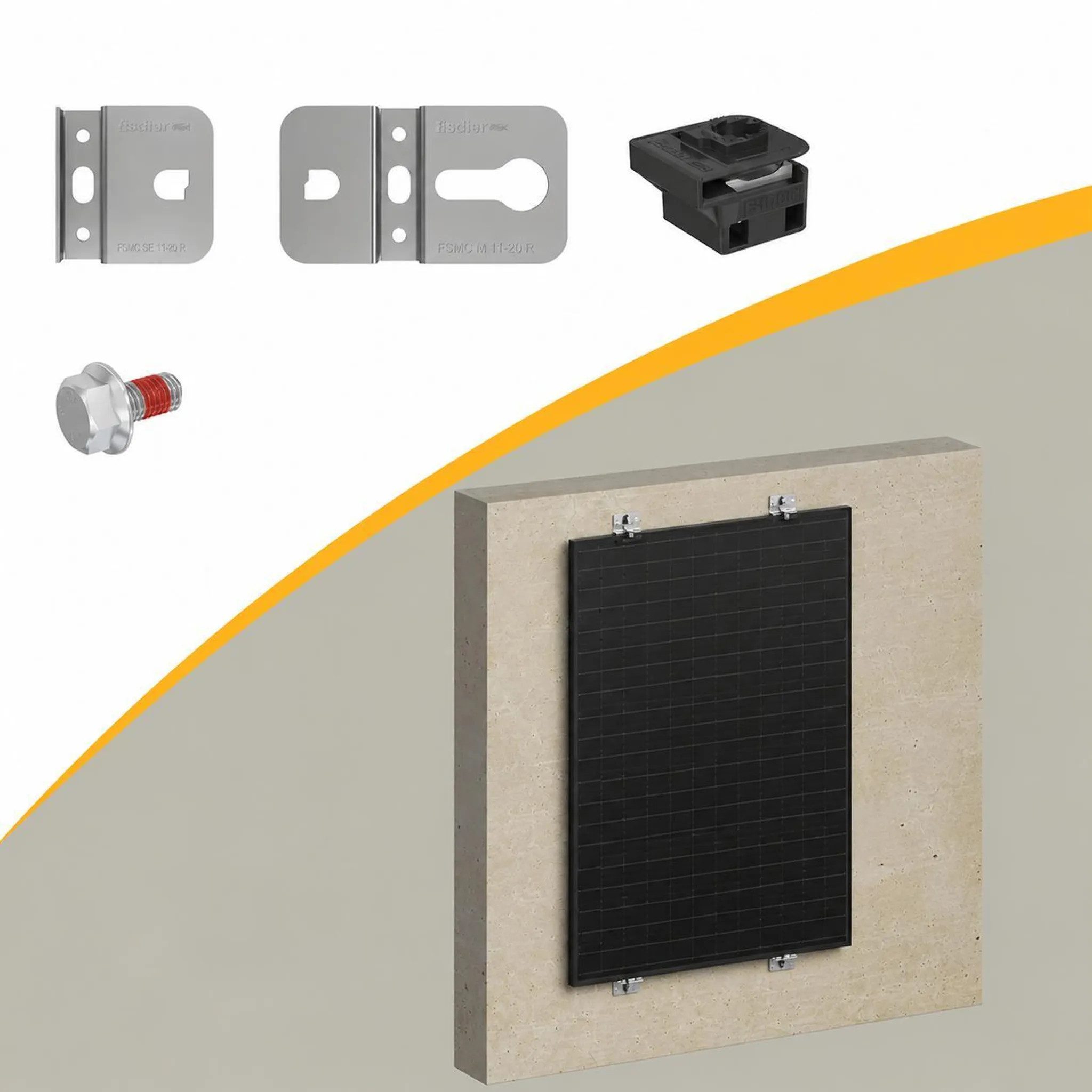POWERNESS Solarmodul-Halterung Fischer Fassadenhalterung für Balkonkraftwerk, (Solarmodul Wandhalterung, 1-tlg., Photovoltaik Halterung für Fassadenmontage, Aluminium, verschiedene Modulanzahlen)