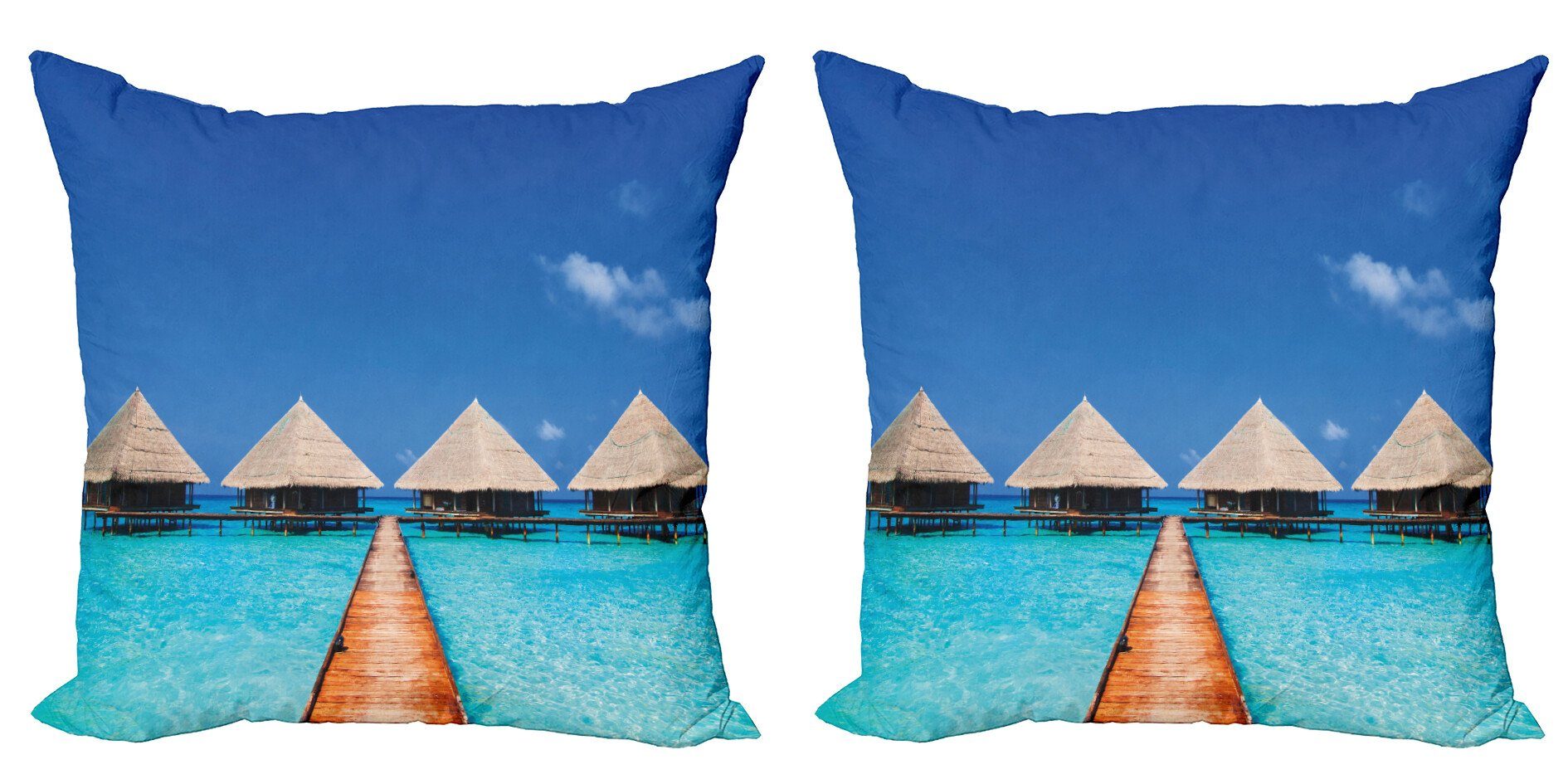 Kissenbezüge Modern Accent Doppelseitiger Digitaldruck, Abakuhaus (2 Stück), Tropisch Malediven Klares Wasser