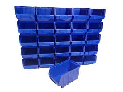 HMH Stapelbox »26 Stück Stapelboxen Größe 3 für Werkstatt Garage Keller Sichtlagerboxen 248x145x127mm Lagerboxen blau Sichtlagerkästen zur Kleinteile Aufbewahrung«