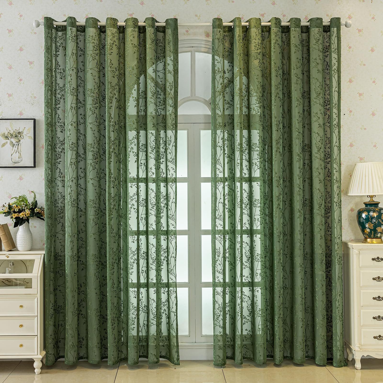 Agger Gardine Spitze Voile Gardinen,Jacquard-Vorhänge mit Metallösen 1 Artikel (1 St), Geeignet für Wohnzimmer/Schlafzimmer: Transparente Schiebegardinen