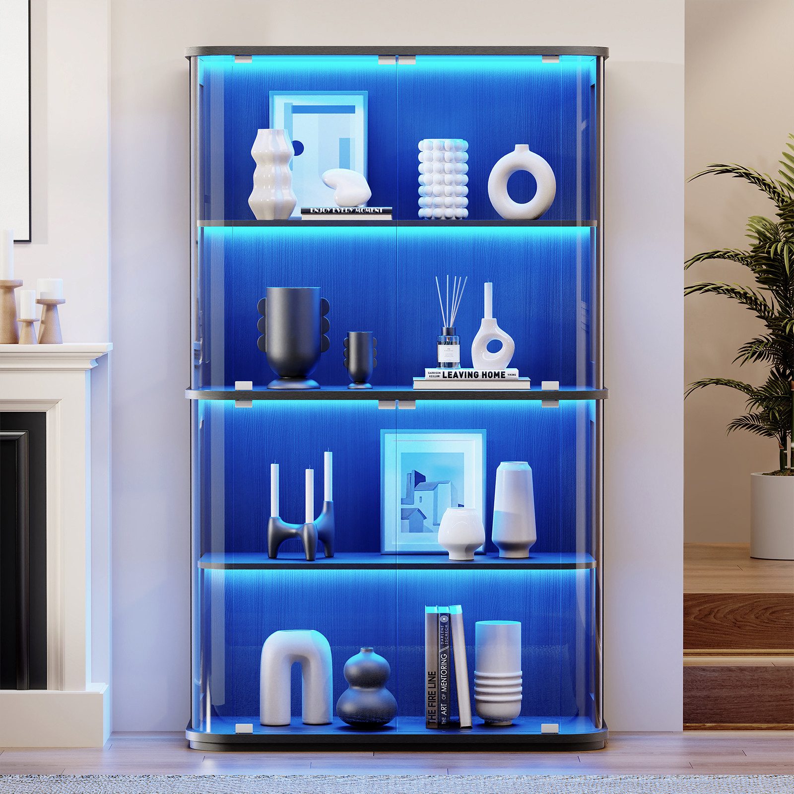 BROTTAR Standvitrine Große, runde Vitrine mit dreifarbiger Beleuchtung & Be günstig online kaufen